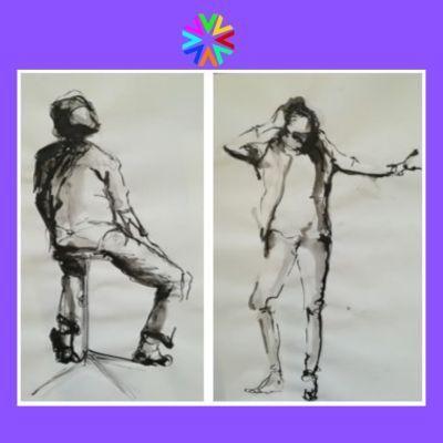 Snelschetsen van een model in inkt